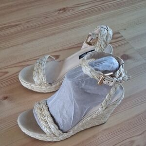 Nine West Women's Natural Braided Wedge Sandals